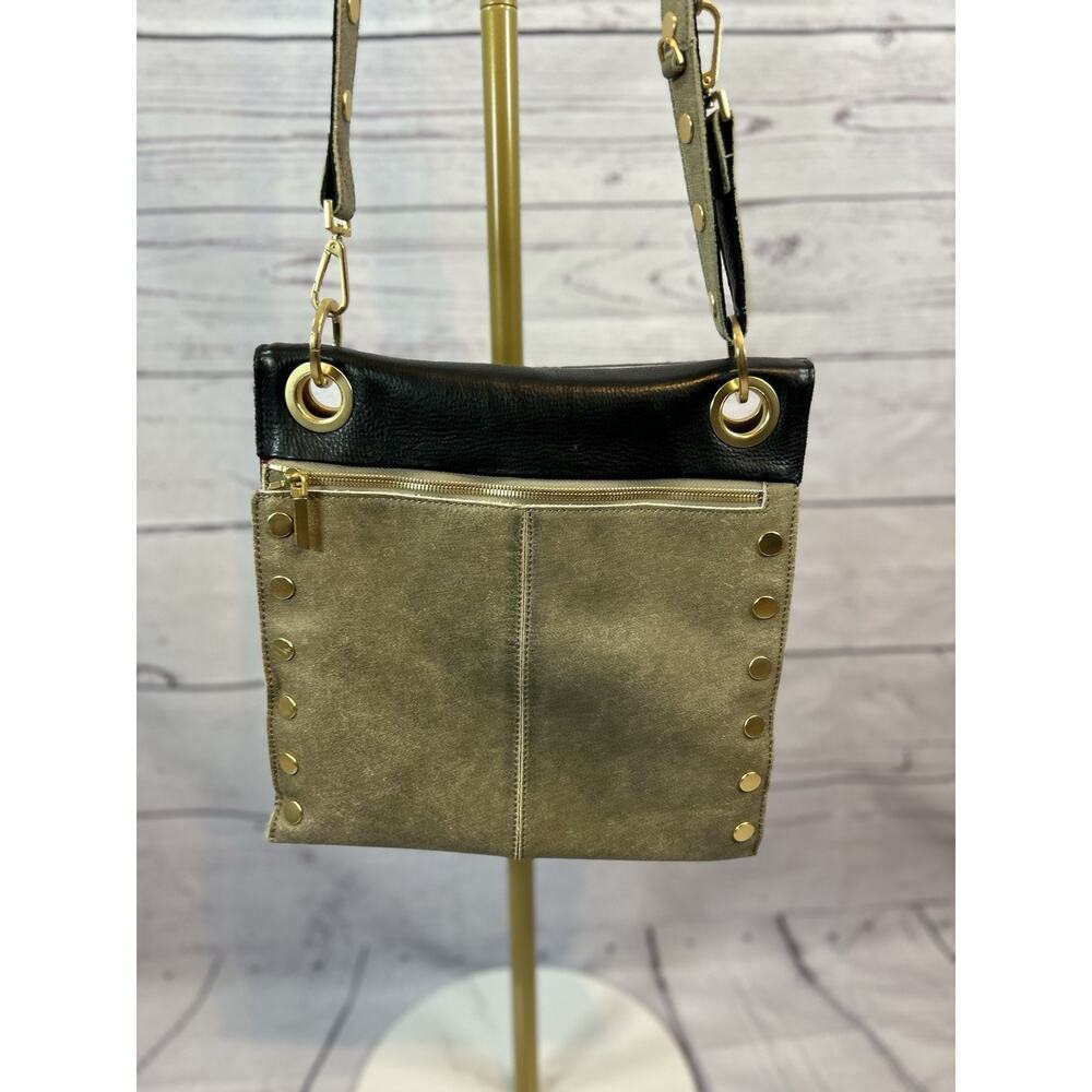 Hammitt Montana Large Reversible Leather Crossbody Bag Black Taupe Gold Studded - Picture 5 of 11